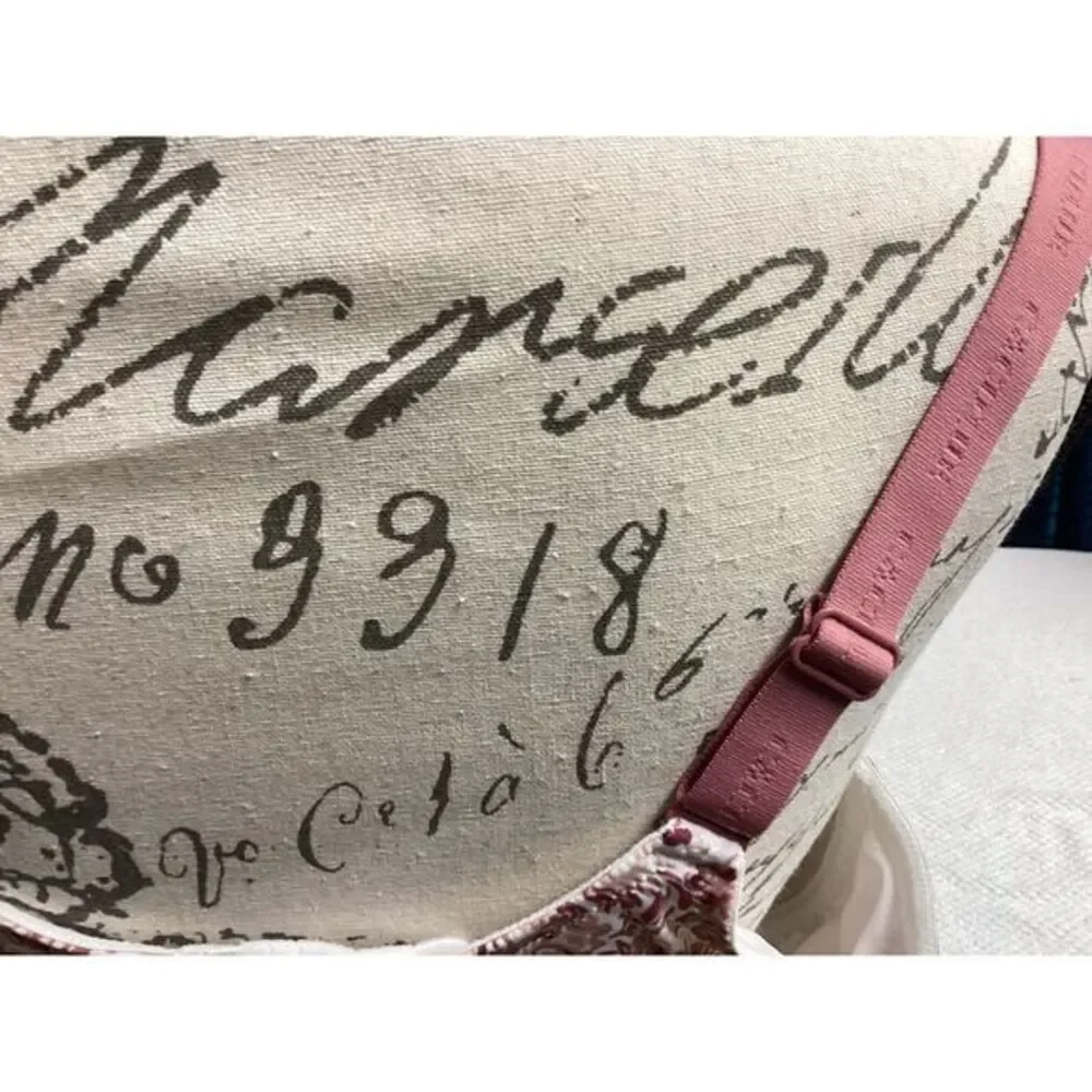 Cacique Pink Paisley Pattern Padded Underwire‎ Bra Floral Print Design 42DDD (F)